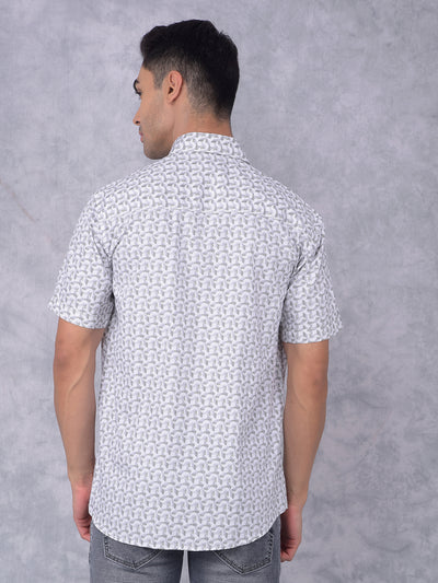Olive Printed 100% Cotton Shirt-Men Shirts-Crimsoune Club