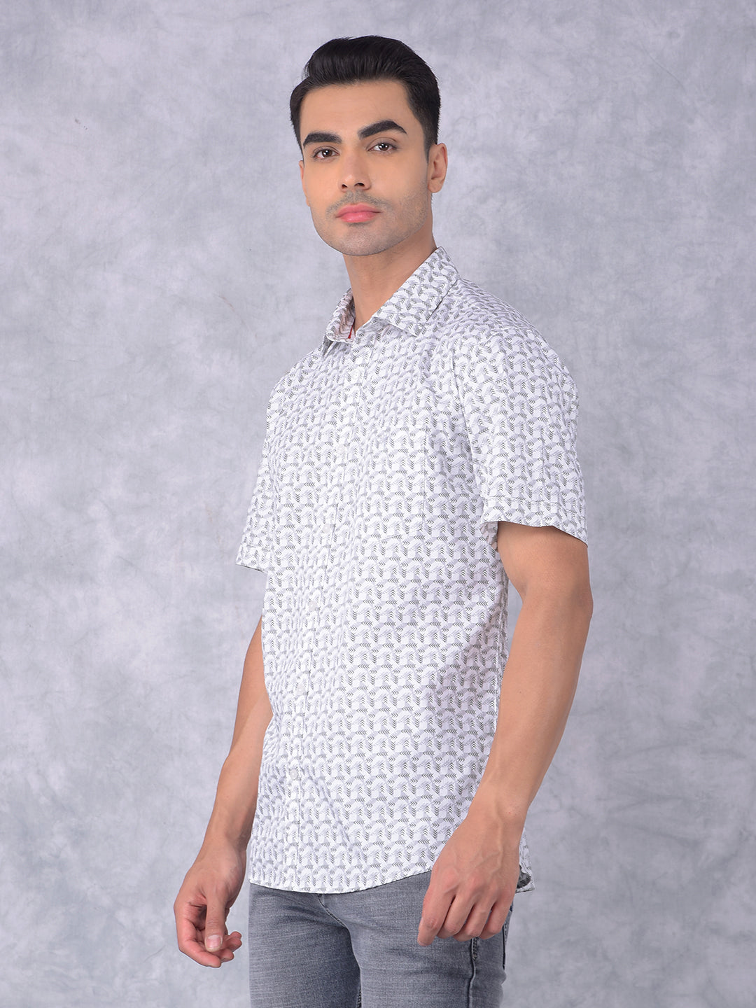 Olive Printed 100% Cotton Shirt-Men Shirts-Crimsoune Club