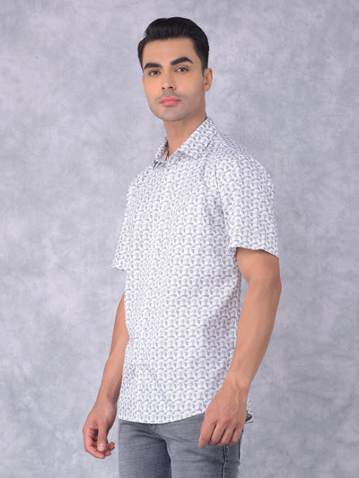 Olive Printed 100% Cotton Shirt-Men Shirts-Crimsoune Club