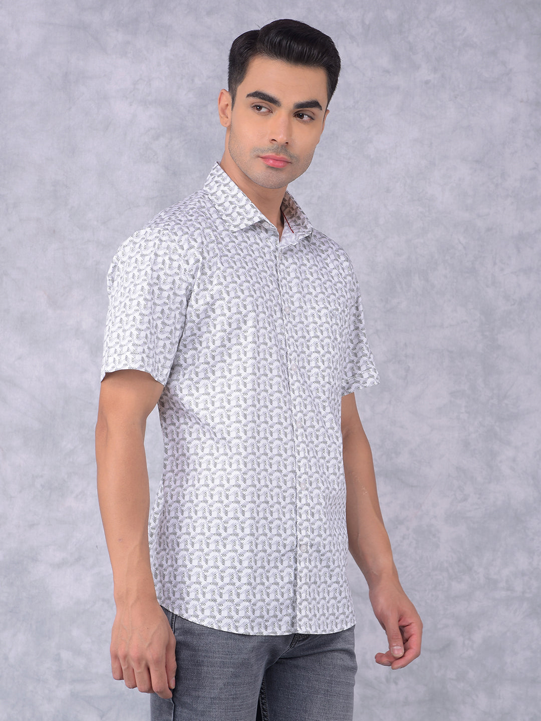 Olive Printed 100% Cotton Shirt-Men Shirts-Crimsoune Club