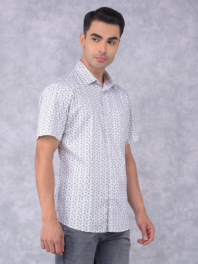 Olive Printed 100% Cotton Shirt-Men Shirts-Crimsoune Club