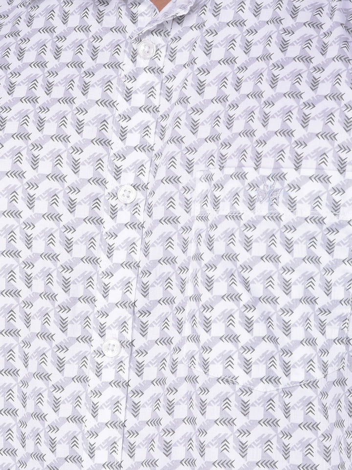 Olive Printed 100% Cotton Shirt-Men Shirts-Crimsoune Club