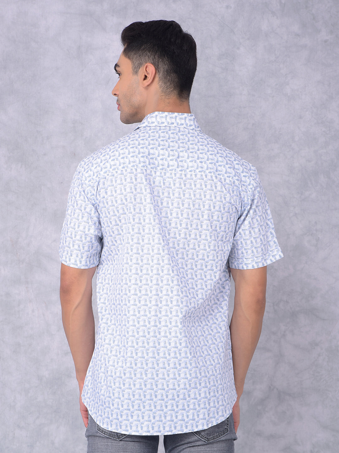 Blue Printed 100% Cotton Shirt-Men Shirts-Crimsoune Club