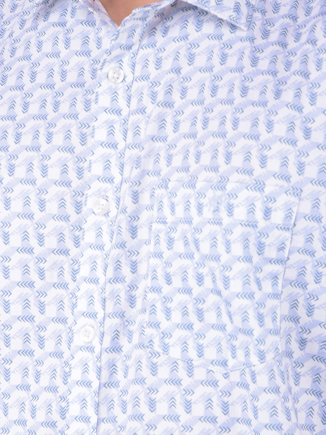 Blue Printed 100% Cotton Shirt-Men Shirts-Crimsoune Club