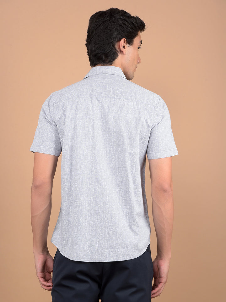 Grey Printed 100% Cotton Shirt-Men Shirts-Crimsoune Club