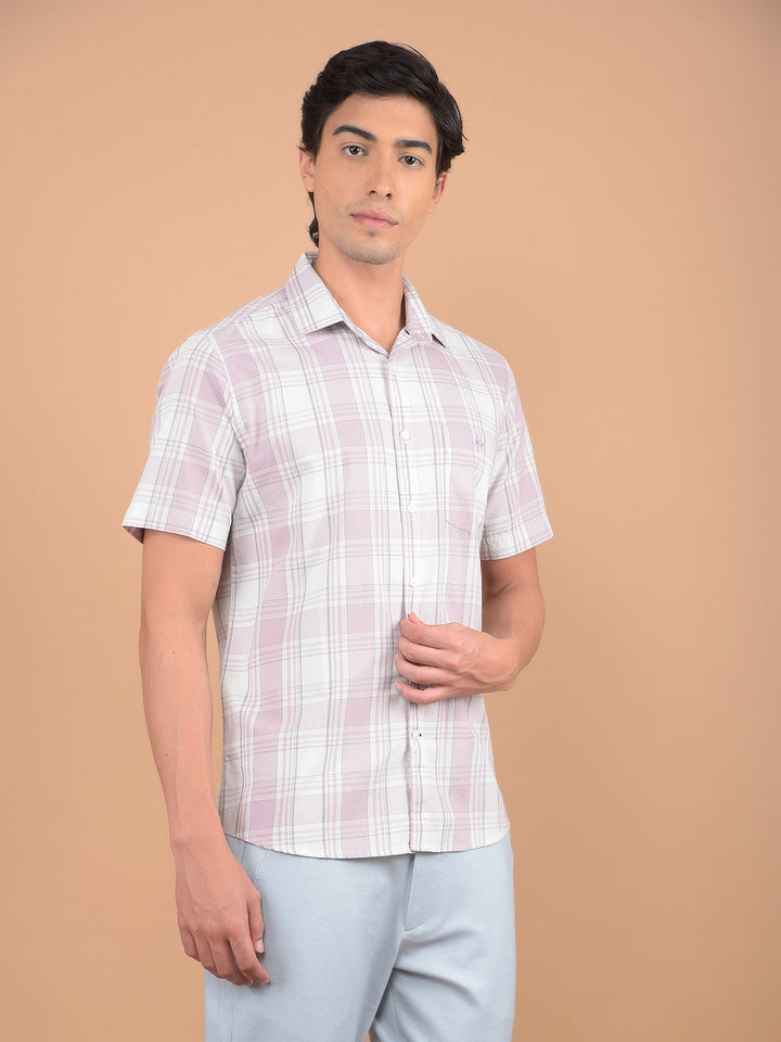 Purple Checked 100% Cotton Shirt-Men Shirts-Crimsoune Club