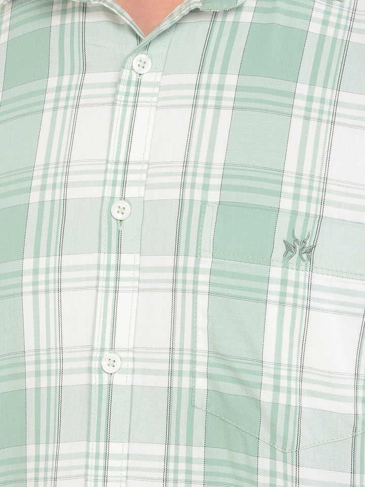 Green Checked 100% Cotton Shirt-Men Shirts-Crimsoune Club