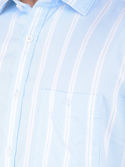Blue Vertical Stripes 100% Cotton Shirt-Men Shirts-Crimsoune Club