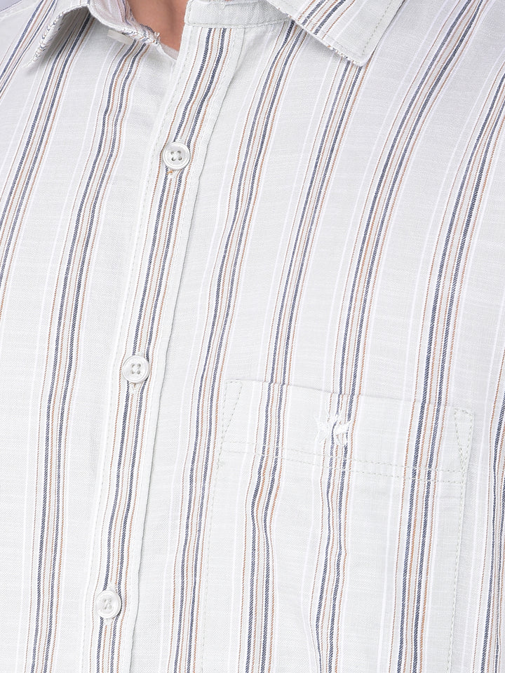 Green Vertical Stripes 100% Cotton Shirt-Men Shirts-Crimsoune Club