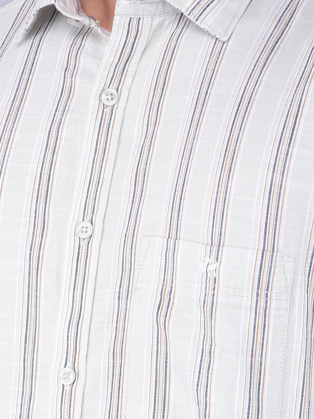Green Vertical Stripes 100% Cotton Shirt-Men Shirts-Crimsoune Club