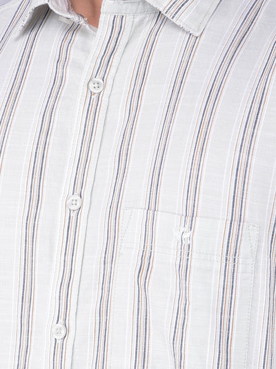 Green Vertical Stripes 100% Cotton Shirt-Men Shirts-Crimsoune Club