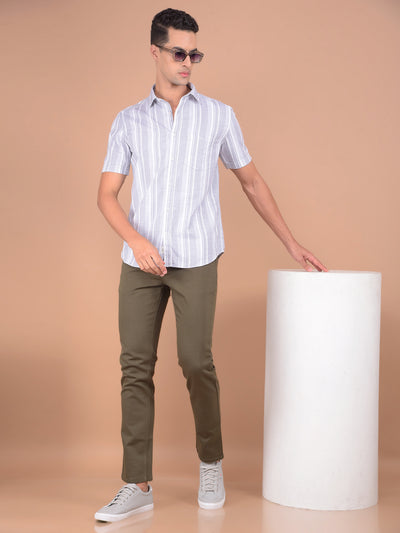 Grey Vertical Stripes 100% Cotton Shirt-Men Shirts-Crimsoune Club
