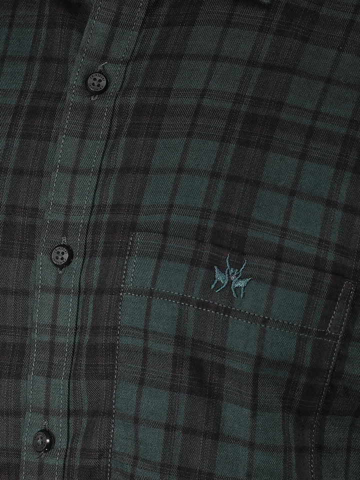 Green Checkered 100% Cotton Shirt-Men Shirts-Crimsoune Club