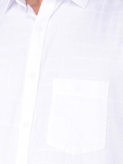 White Printed 100% Cotton Shirt-Men Shirts-Crimsoune Club