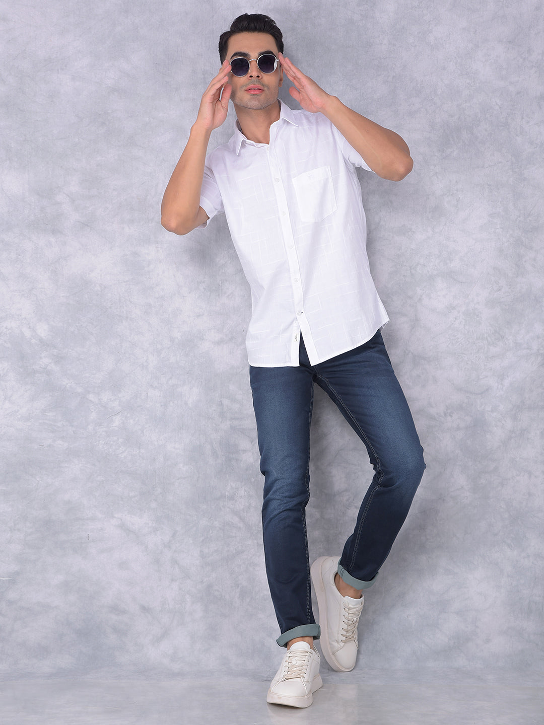 White Printed 100% Cotton Shirt-Men Shirts-Crimsoune Club