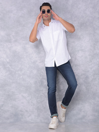 White Printed 100% Cotton Shirt-Men Shirts-Crimsoune Club