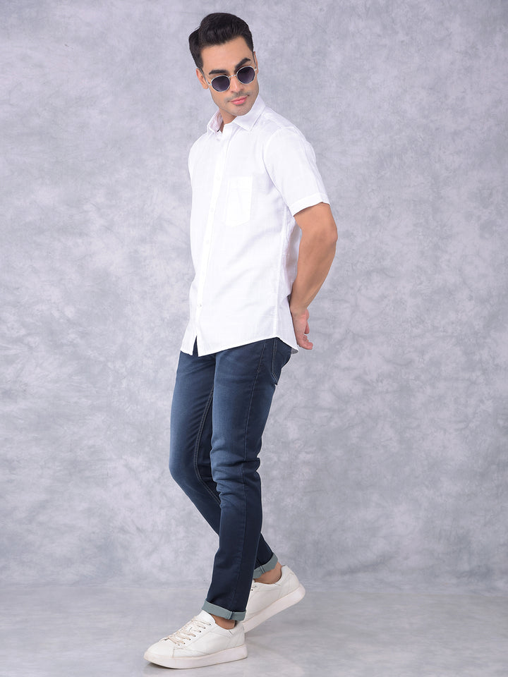 White Printed 100% Cotton Shirt-Men Shirts-Crimsoune Club