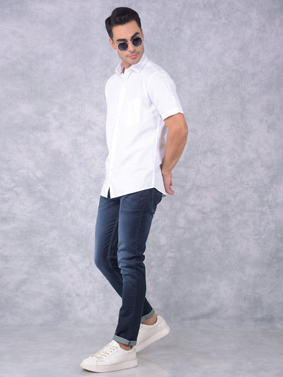 White Printed 100% Cotton Shirt-Men Shirts-Crimsoune Club