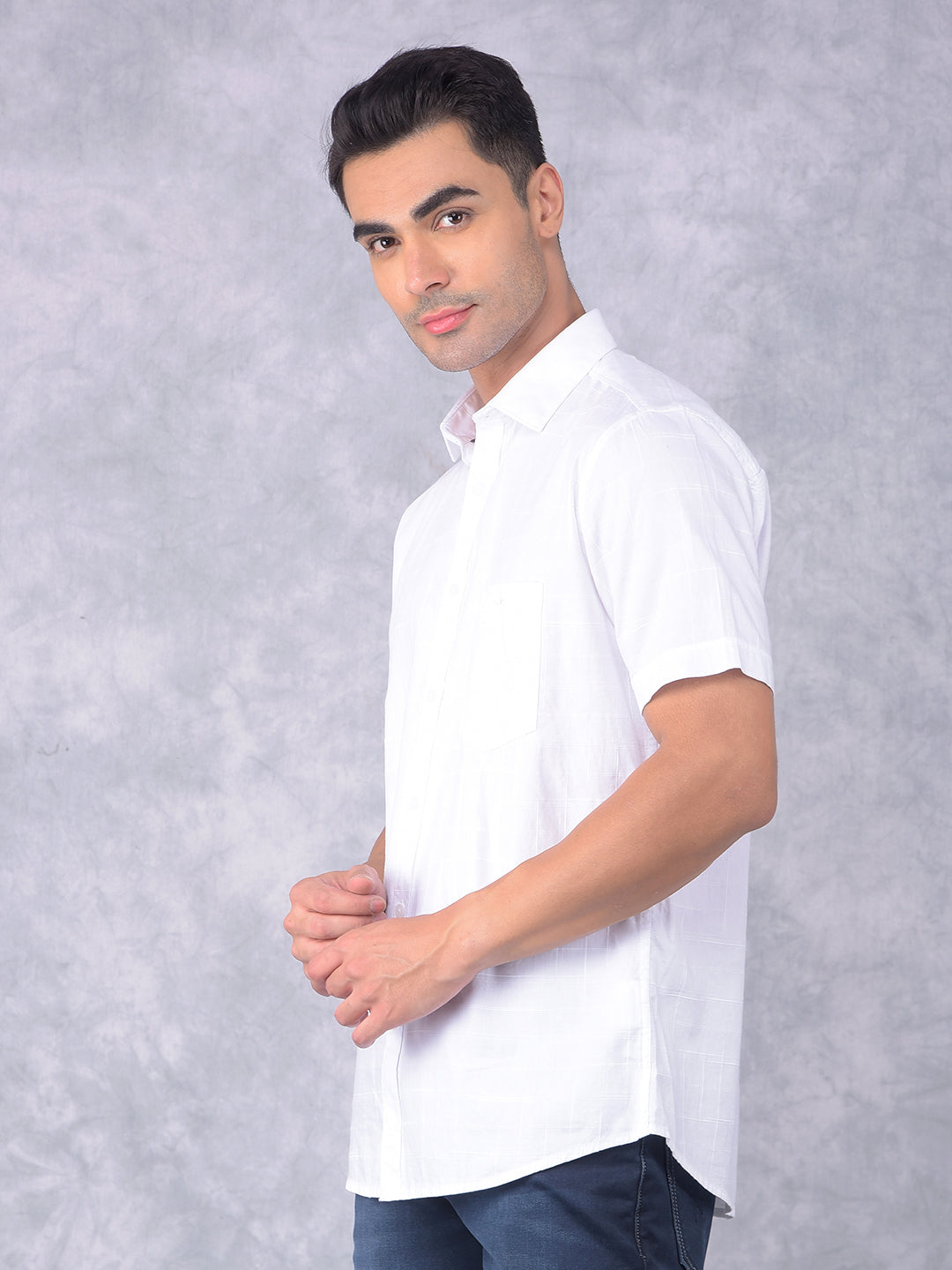 White Printed 100% Cotton Shirt-Men Shirts-Crimsoune Club