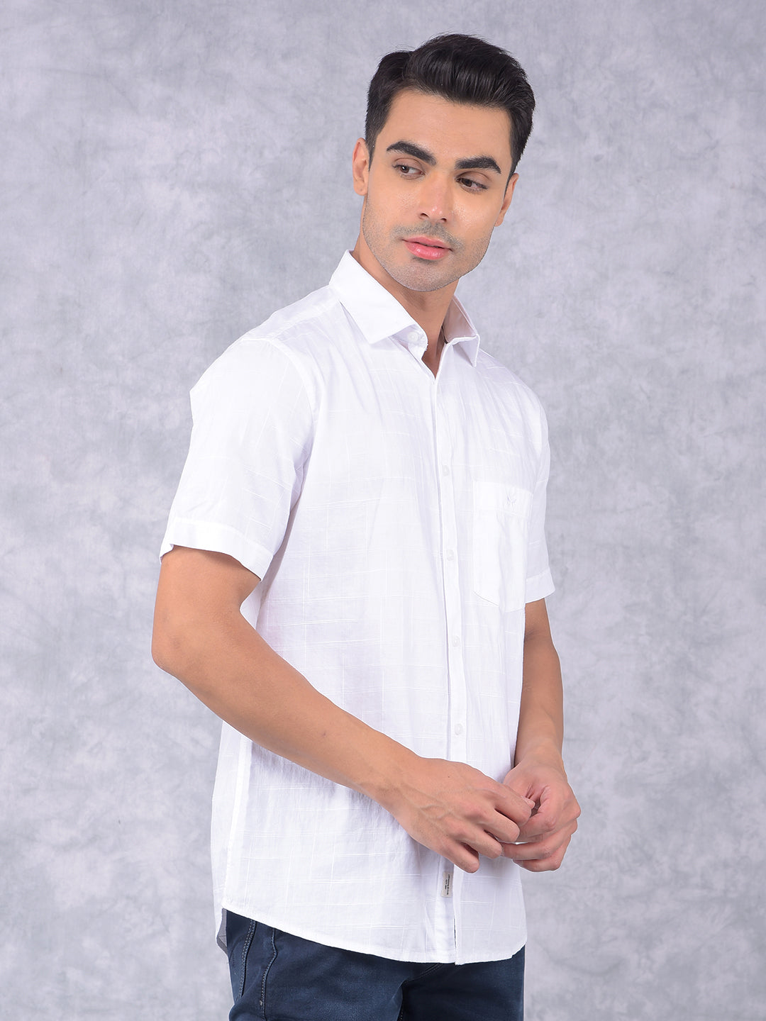 White Printed 100% Cotton Shirt-Men Shirts-Crimsoune Club