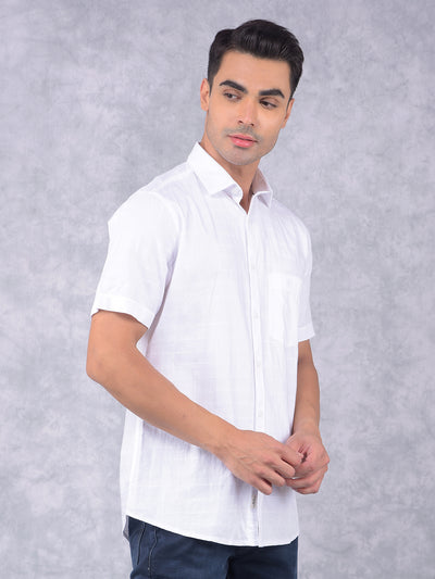 White Printed 100% Cotton Shirt-Men Shirts-Crimsoune Club