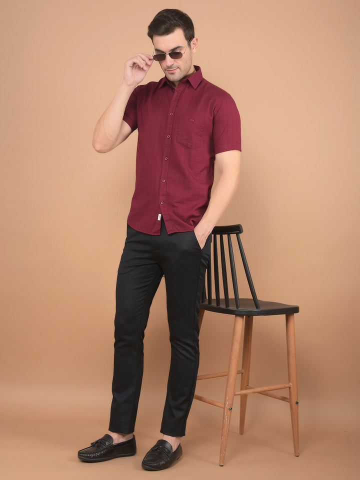Maroon Printed 100% Cotton Shirt-Men Shirts-Crimsoune Club