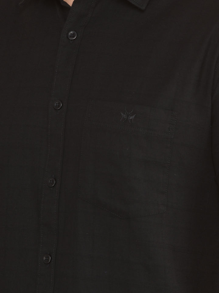 Black Printed 100% Cotton Shirt-Men Shirts-Crimsoune Club