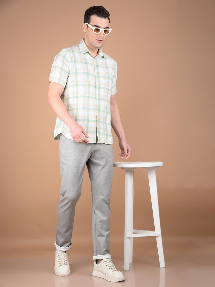 Green Checked Linen Shirt-Men Shirts-Crimsoune Club