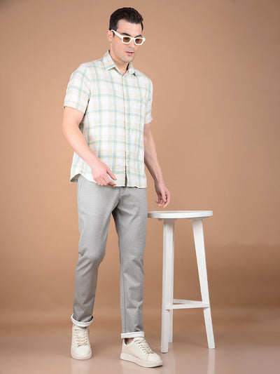 Green Checked Linen Shirt-Men Shirts-Crimsoune Club