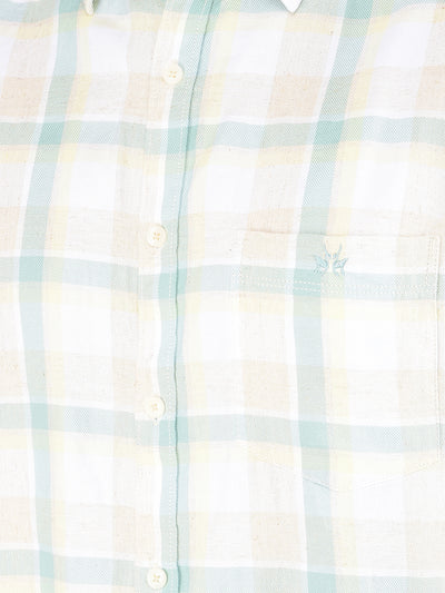 Green Checked Linen Shirt-Men Shirts-Crimsoune Club