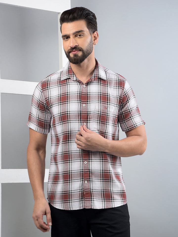 Purple Checked 100% Cotton Shirt-Men Shirts-Crimsoune Club