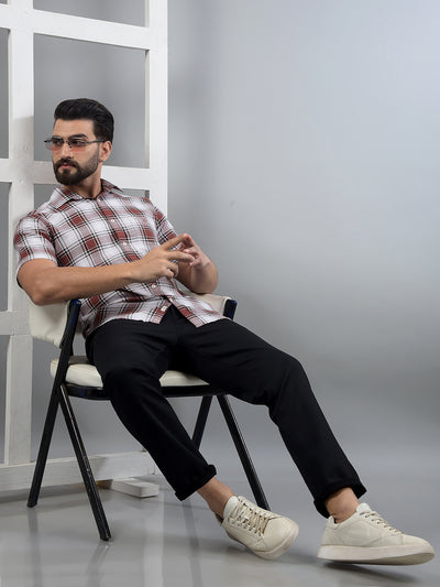 Purple Checked 100% Cotton Shirt-Men Shirts-Crimsoune Club