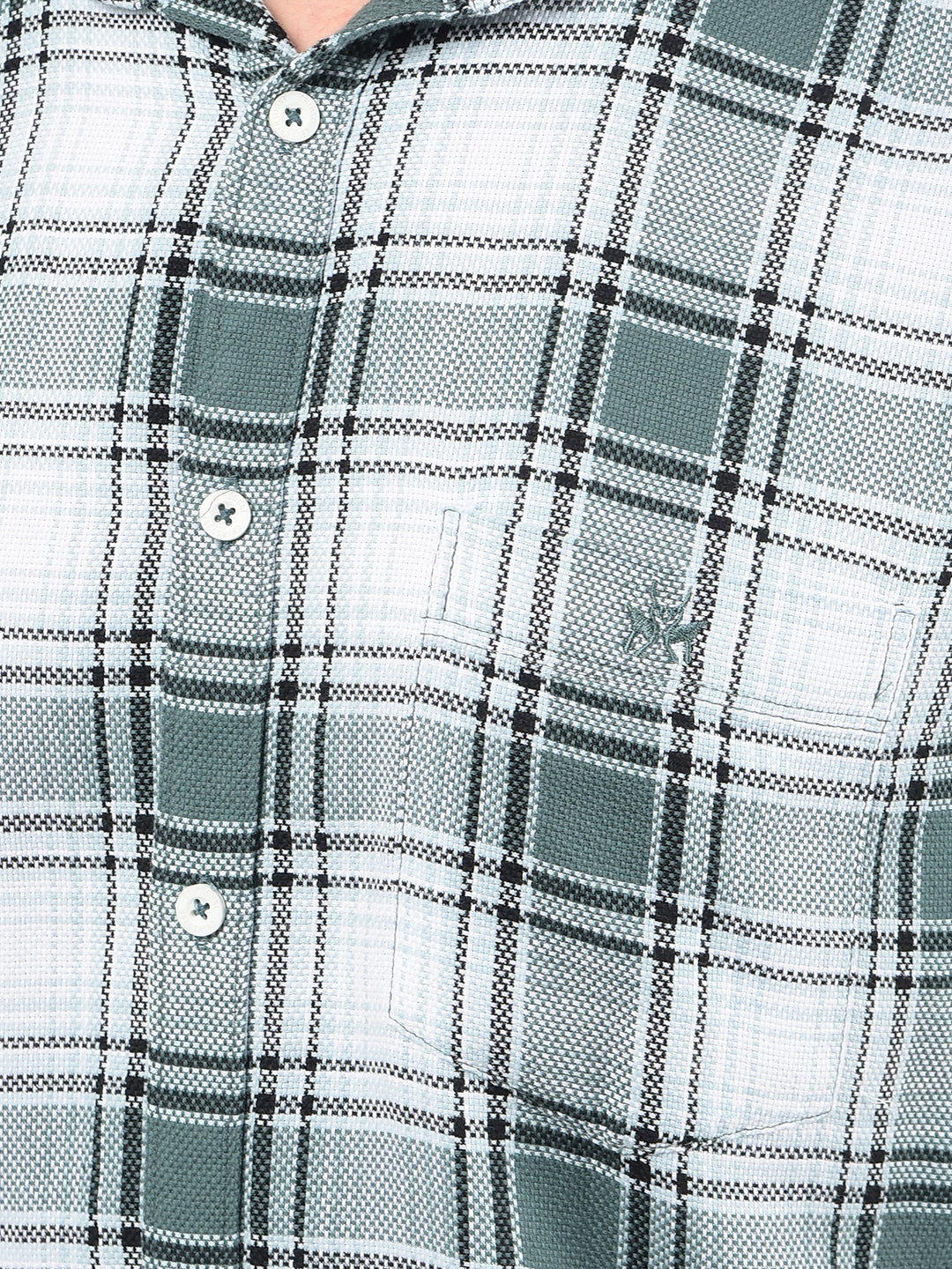 Green Checked 100% Cotton Shirt-Men Shirts-Crimsoune Club