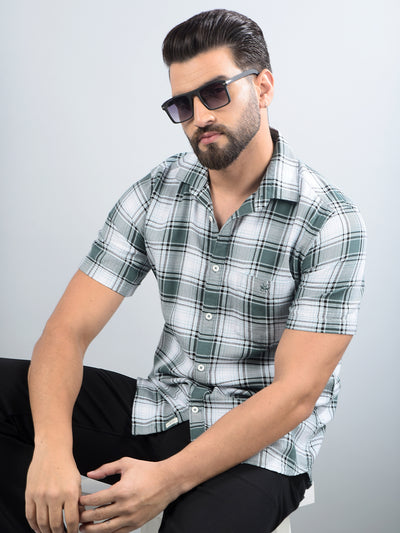 Green Checked 100% Cotton Shirt-Men Shirts-Crimsoune Club