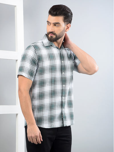 Green Checked 100% Cotton Shirt-Men Shirts-Crimsoune Club
