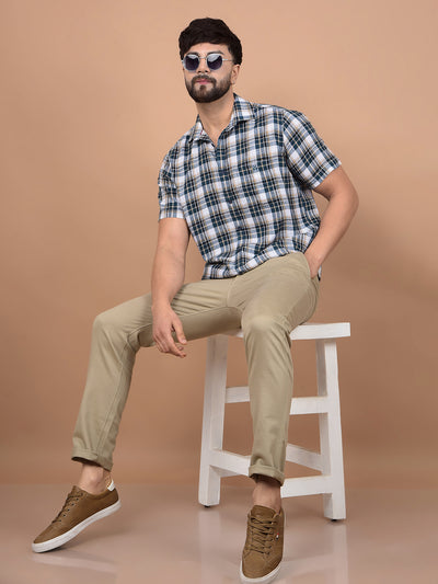 Green Checked Linen Shirt-Men Shirts-Crimsoune Club
