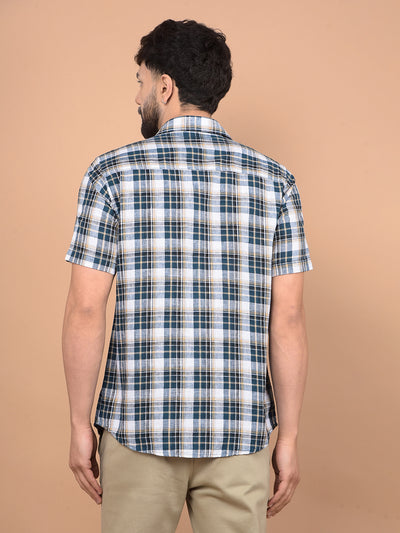 Green Checked Linen Shirt-Men Shirts-Crimsoune Club