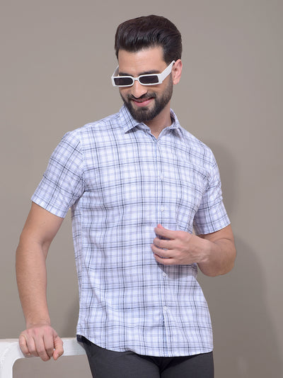 Purple Checked 100% Cotton Shirt-Men Shirts-Crimsoune Club