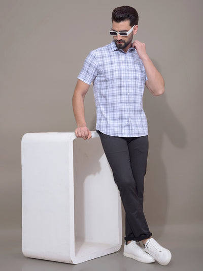 Purple Checked 100% Cotton Shirt-Men Shirts-Crimsoune Club