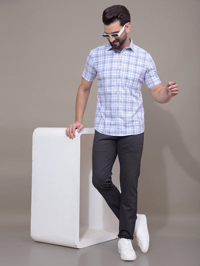 Purple Checked 100% Cotton Shirt-Men Shirts-Crimsoune Club