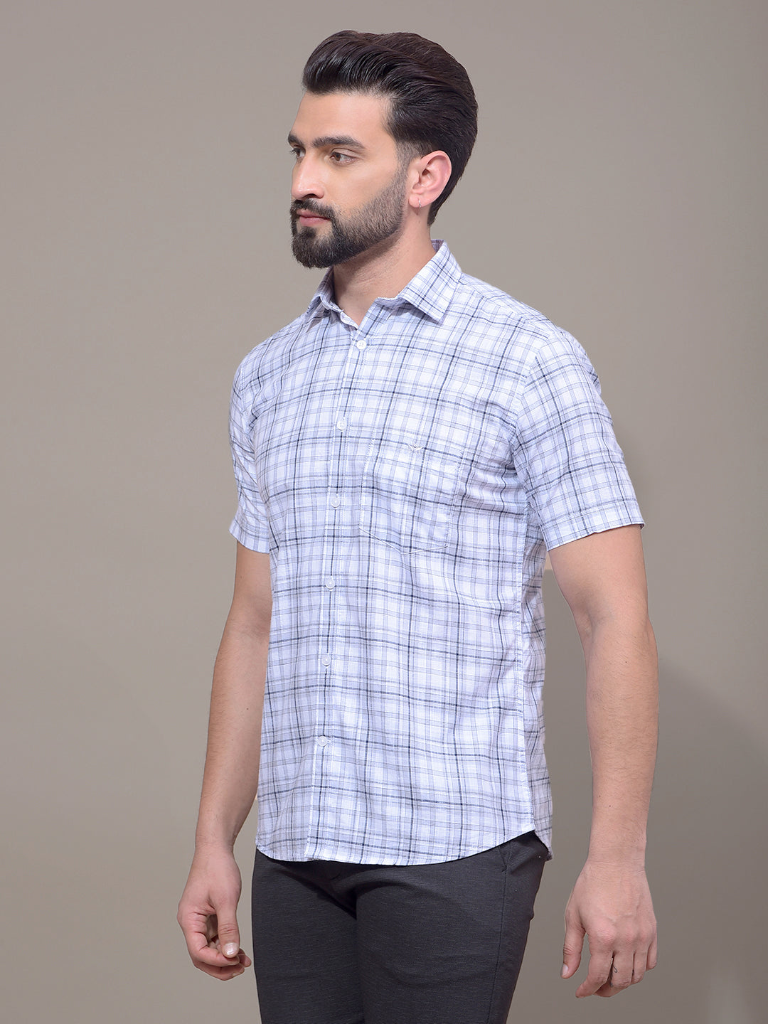 Purple Checked 100% Cotton Shirt-Men Shirts-Crimsoune Club