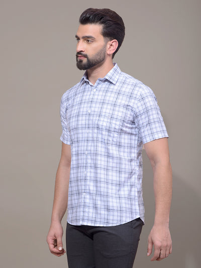 Purple Checked 100% Cotton Shirt-Men Shirts-Crimsoune Club