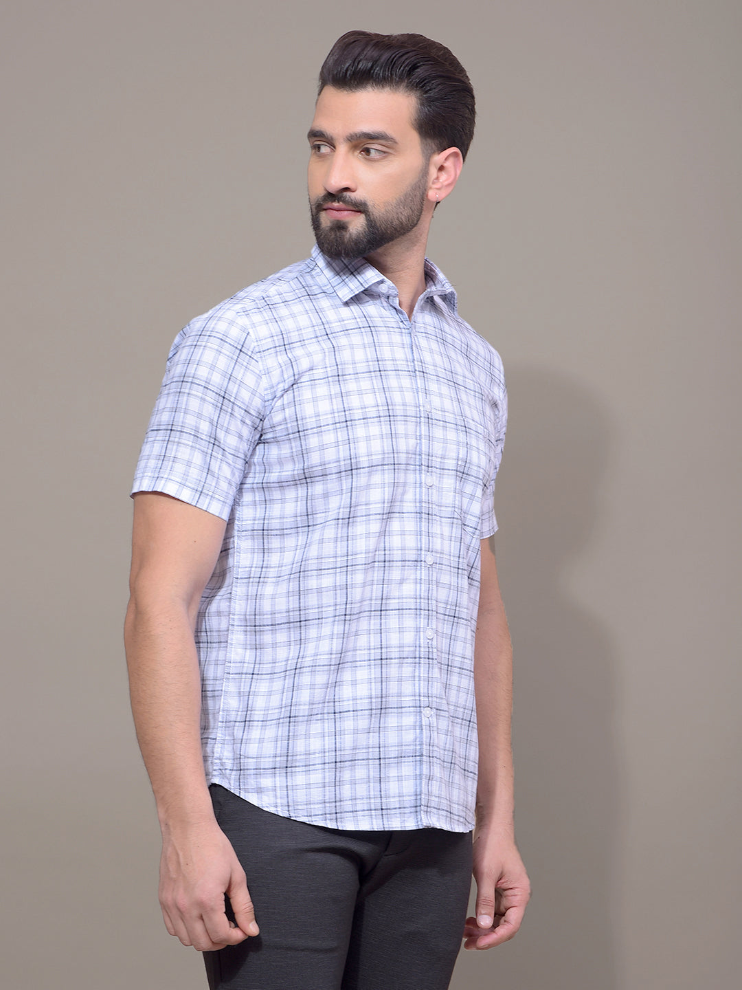 Purple Checked 100% Cotton Shirt-Men Shirts-Crimsoune Club