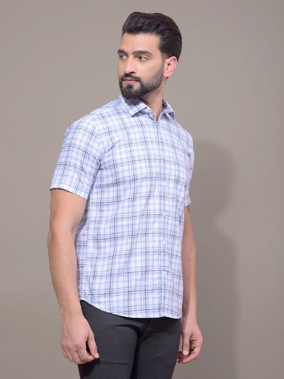 Purple Checked 100% Cotton Shirt-Men Shirts-Crimsoune Club