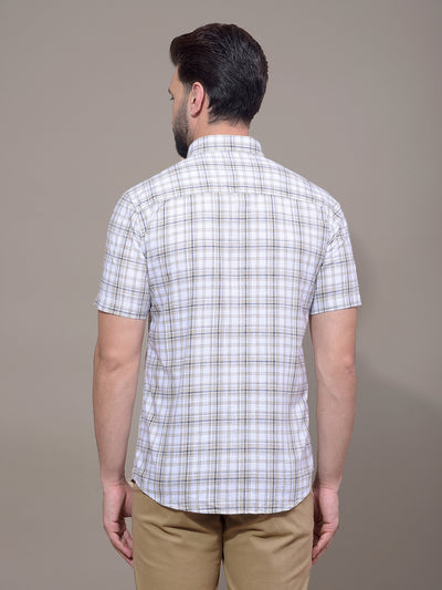 Beige Checked 100% Cotton Shirt-Men Shirts-Crimsoune Club