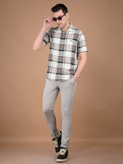 Brown Checked 100% Cotton Shirt-Men Shirts-Crimsoune Club