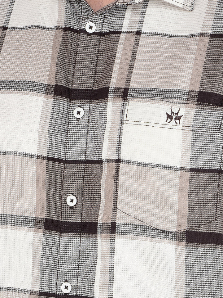 Brown Checked 100% Cotton Shirt-Men Shirts-Crimsoune Club