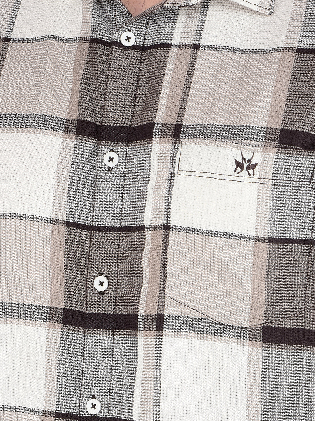 Brown Checked 100% Cotton Shirt-Men Shirts-Crimsoune Club