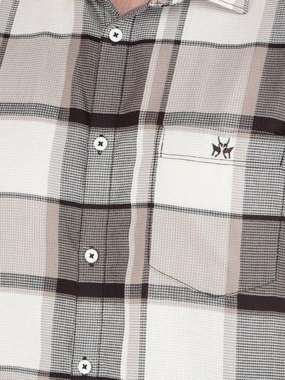 Brown Checked 100% Cotton Shirt-Men Shirts-Crimsoune Club