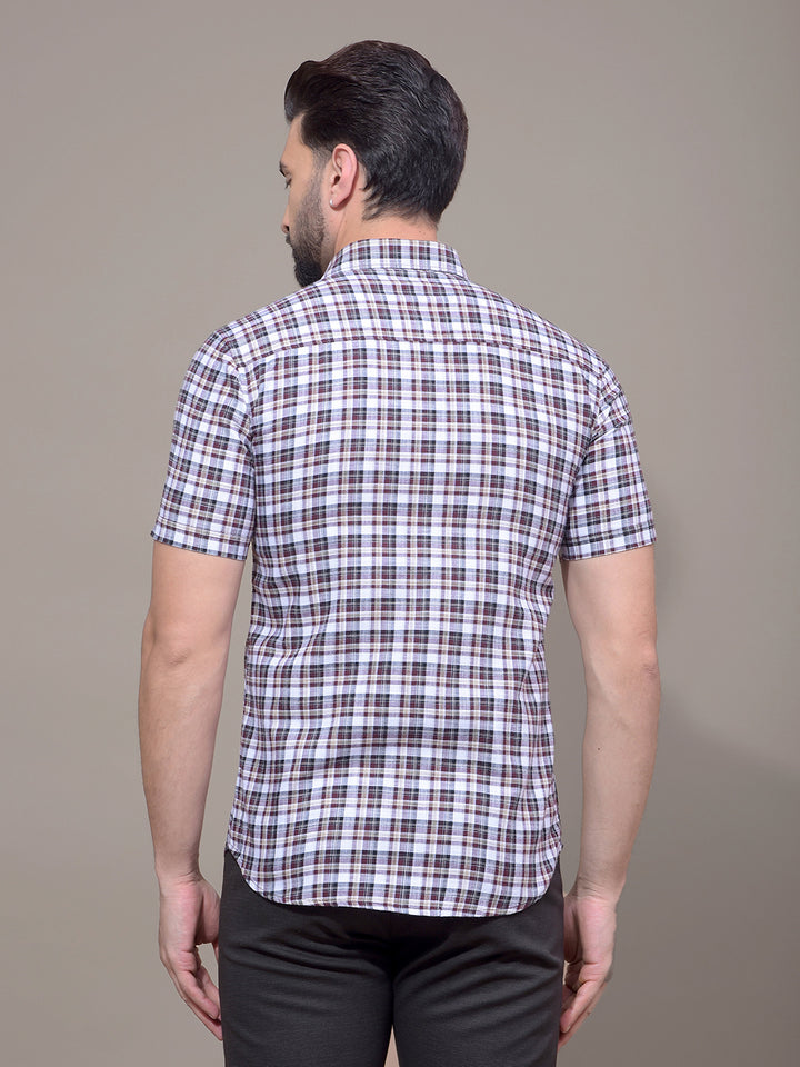 Brown Checked 100% Cotton Shirt-Men Shirts-Crimsoune Club